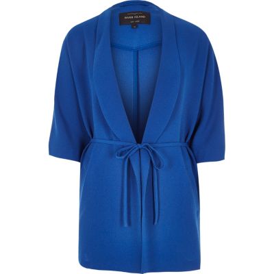 Blue belted kimono jacket